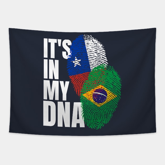 Chilean And Brazilian Mix DNA Flag Heritage Gift Tapestry by Just Rep It!!