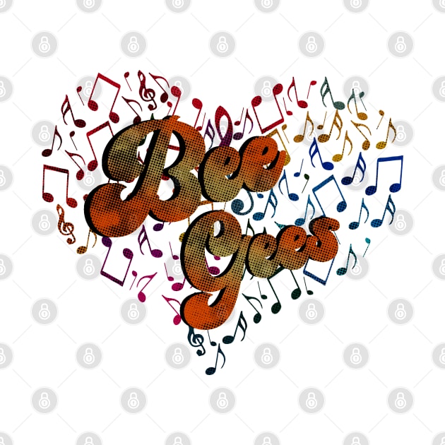 Colorful Heart Tone-Bee Gees by CreatenewARTees