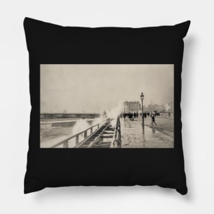 Rough sea on Madeira Drive, Brighton Pillow