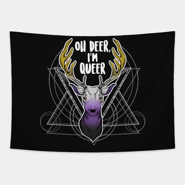 Nonbinary: Oh Deer, I'm Queer Tapestry by Psitta