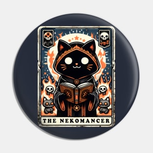 The Nekomancer Funny Necromancer Cat Anime Tarot Card Pun Pin