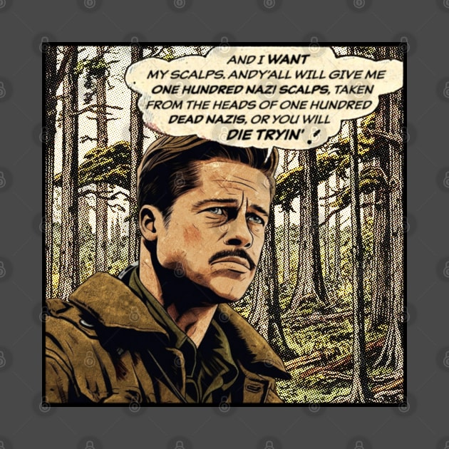 Inglorious Basterds, Brad Pitt "One Hundred Nazi Scalps" Vintage Comic by Ciokermatt