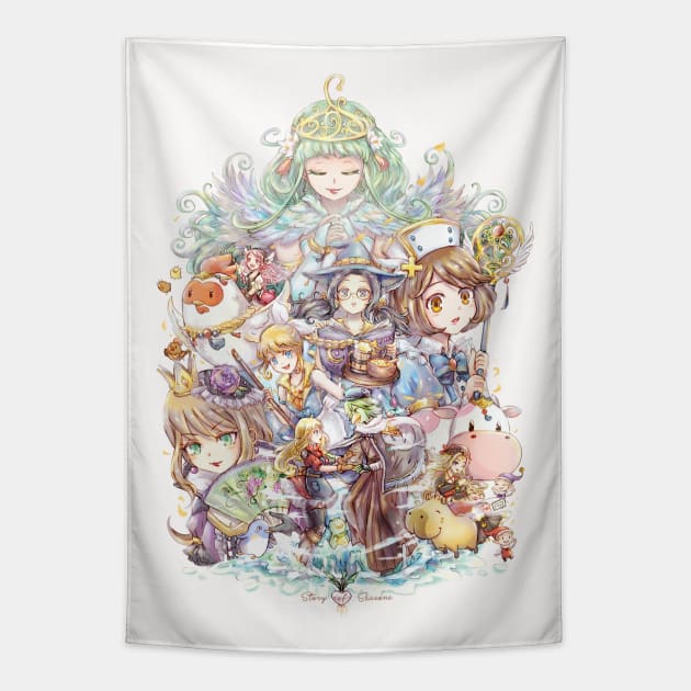 Fantasy Harvest Moon / Story of Seasons Friends of Mineral Town Tapestry by candypiggy