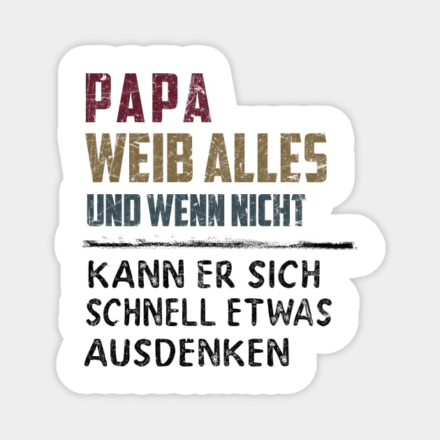 PAPA WEIB ALLES UND WENN NICHT KANN ER SICH SCHNELL ETWAS AUSDENKEN Magnet by BonnyNowak