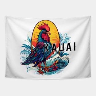 Kauai Hawaii Design, with Black Lettering Tapestry