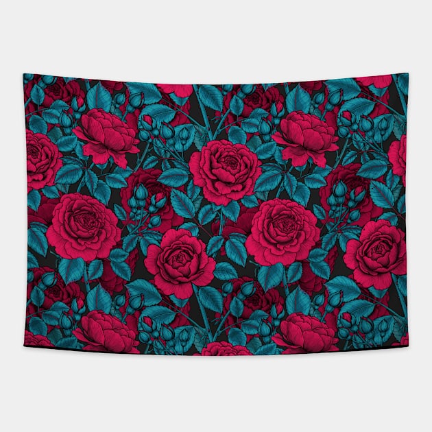 Red roses Tapestry by katerinamk