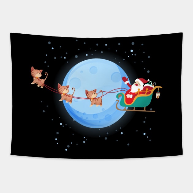 Santa Claus Riding kitten Tapestry by Skylane