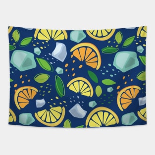 Orange lemon mint and ice pattern Tapestry