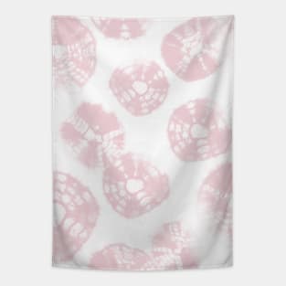 Shibori Kumo tie dye soft pink dots over white Tapestry