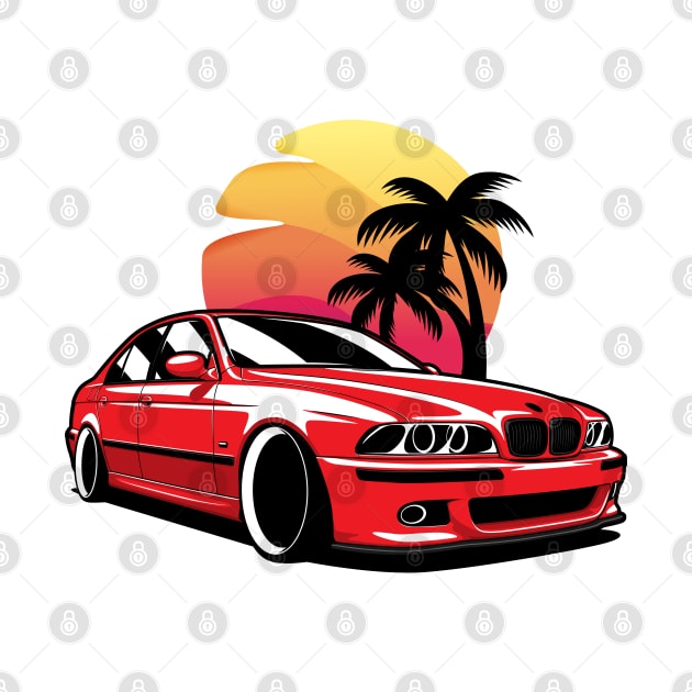 Red E39 Classic Saloon in Sunset by KaroCars