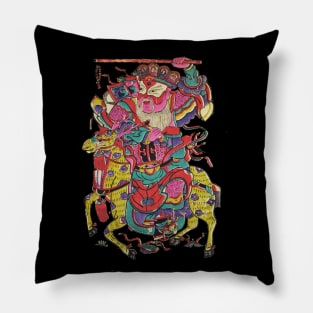 Samurai on horse v2 drawing Pillow