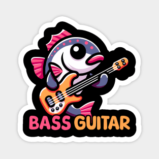 Bass Guitar Cute Fish Guitar Pun Cartoon Magnet