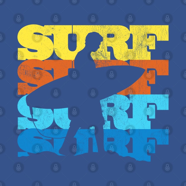 Surf Surf Surf Vintage Retro Surfer Sunset by DetourShirts