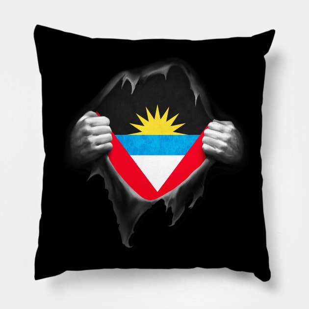 Antigua Flag Antiguan Roots DNA Pride Gift Pillow by nikolayjs