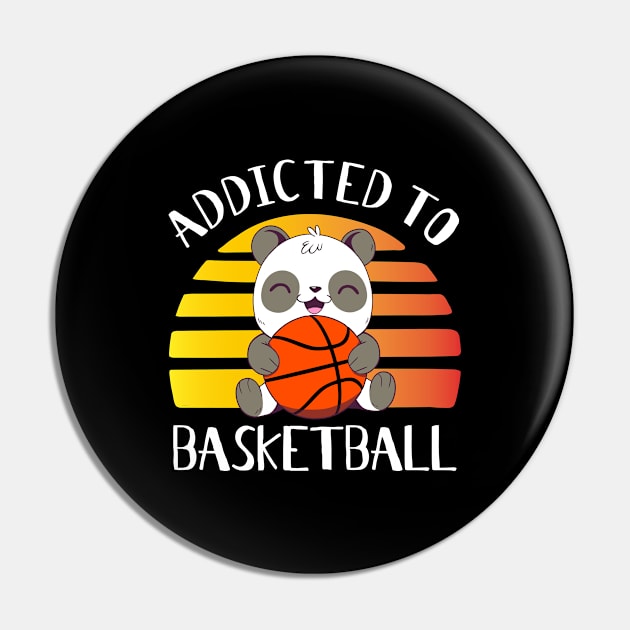 Addicted to Basketball And Panda Bears Pin by HappyGiftArt