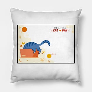 International Cat Day Wall Art 2 Pillow