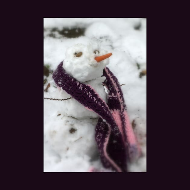 snowman in a pink scarf by DlmtleArt
