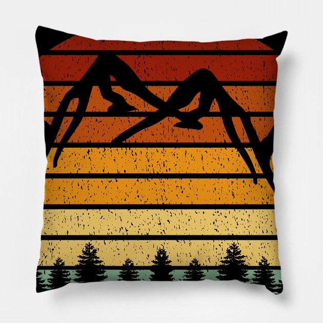 Vintage Sunset Mountains Gift For Nature Loving Mountaineers Pillow by OceanRadar
