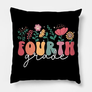 First Day Of 4th Grade Back To School Flower Pillow