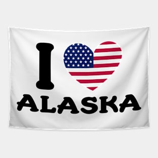 I Love Alaska State United States Heart Flag Tapestry