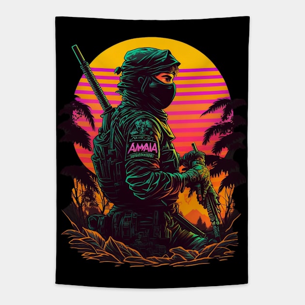 Soilder in 80s Tapestry by HappysSpace