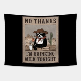 Cowboy cat | Funny cat saying I'm drinking milk Tapestry