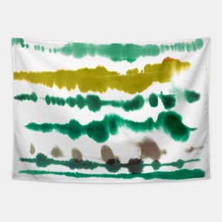 Watercolor Soft Nautical Lines Green Gold Tapestry