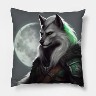 werewolf fantasy art green Pillow