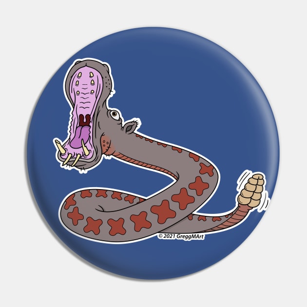 Hippo Snake Pin by Gregg.M_Art