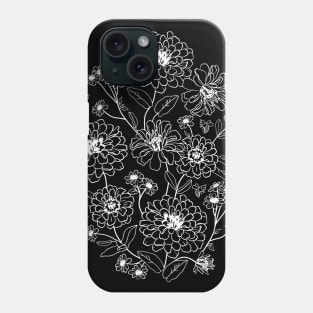 Black and white floral pattern Phone Case