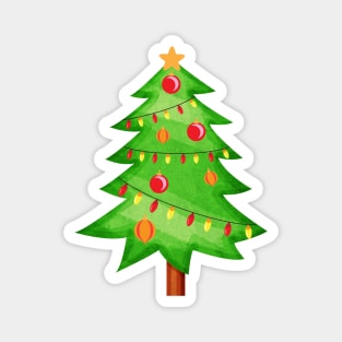 Cute Comic Christmas Tree Illustration Magnet