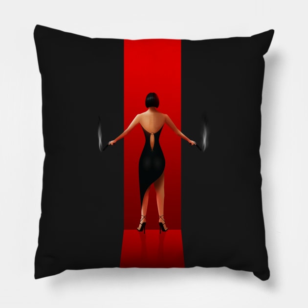 Femme Fatale - Female Assassin Pillow by WornToDeath