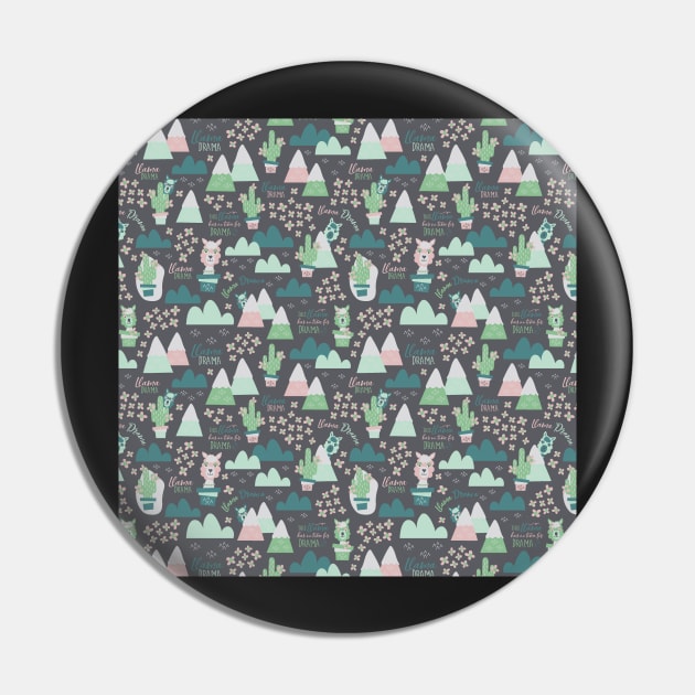 Llama Drama Cactus Mountain Desert Pastel Pin by marknprints