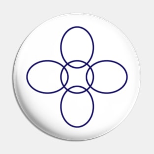 Flower Circle (Blue Petals on White) Pin