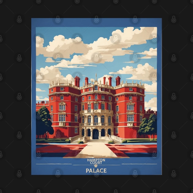 Hampton Court Palace London United Kingdom Vintage Travel Tourism Poster by TravelersGems