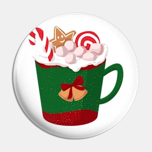 Christmas  Mug with cream and marshmallows Pin