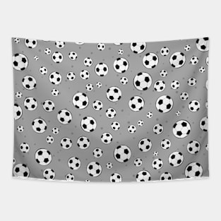 Football / Soccer Ball Seamless Pattern - Grey Background Tapestry