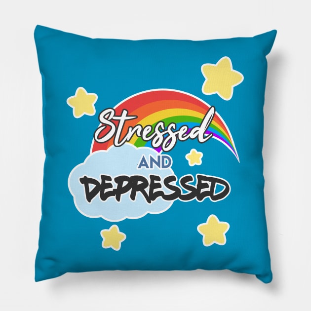 Stressed and Depressed Pillow by OhHeyItsKMedia