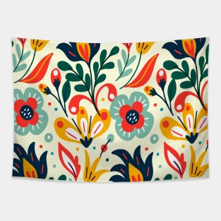 Colorful exotic Floral Pattern Tapestry