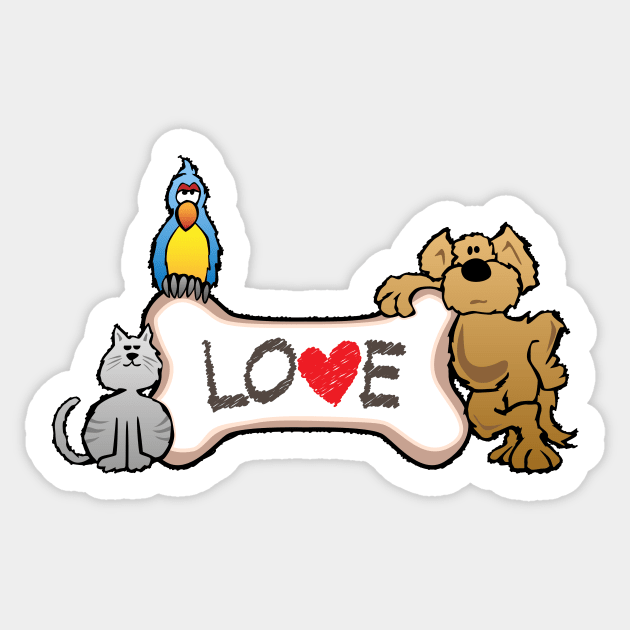 Valentine Sticker Set. Love stickers pack with animals By JaneFoxikArt