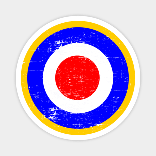 Mod target roundel blue with yellow ring distressed Magnet