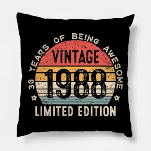 36th Birthday 36 Years Old Man Woman Vintage 1988 Pillow