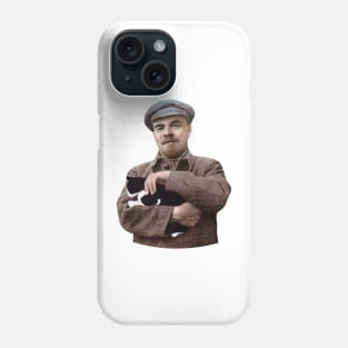 Lenin and a Black and White Cat Phone Case