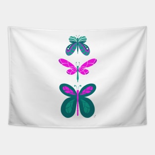 Butterflies Pink Turquoise Tapestry