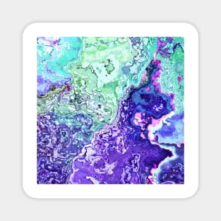 mint turquoise purple indigo marbled abstract digital painting Magnet