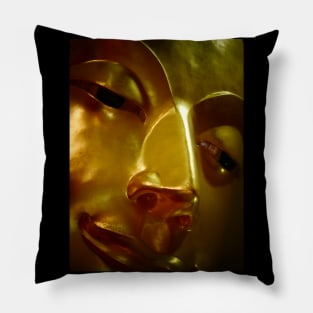 Golden 15 metre Buddha close up Pillow
