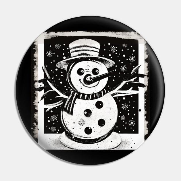 black and white snowman Pin by Micapox