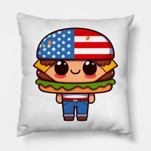 A Whimsical Tribute to American Culture in Cartoon Style T-Shirt Pillow