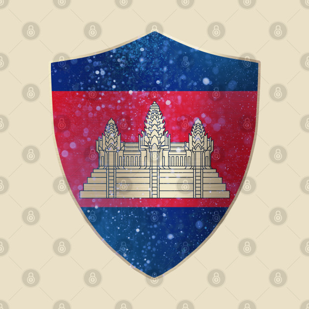 Cambodia Coat of Arms and Starry Nights Shield by Family Heritage Gifts