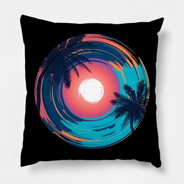 Colorful Beach Sunset Summer Design Pillow by busines_night